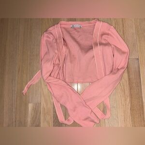 Zara pink wrap around shirt